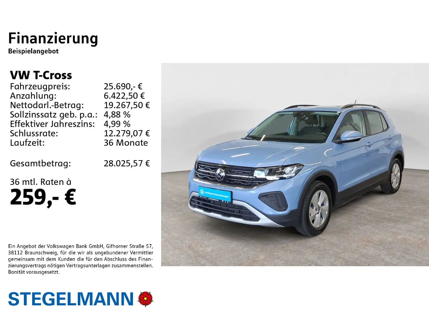 Volkswagen T-Cross 1.0 TSI DSG Life *AHK*LED*+3J. Garantie* Blau - 2