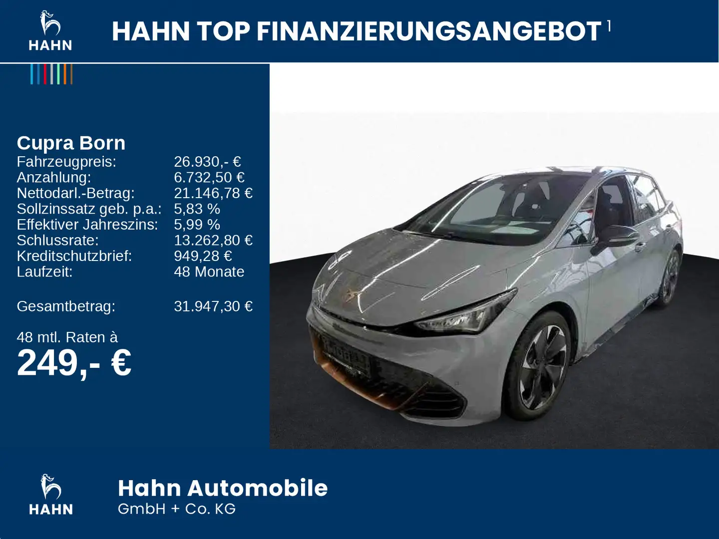 CUPRA Born 150 ACC 19" LED Navi PDC Rückfahrk Sitzheiz Grau - 2