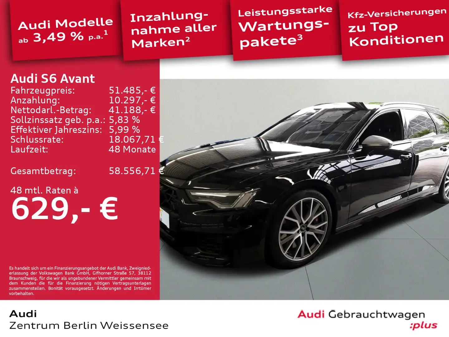 Audi S6 3.0 TDI TIPT*QUA*MATRIX*B&O*360*ACC*NAV Schwarz - 1