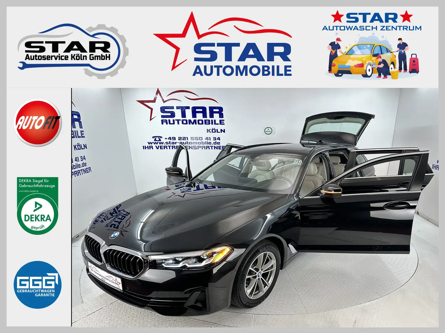 BMW 520 d Touring A*2,0-140KW*CarPlay*NAVI*TEMP*SITZH*EU6d Noir - 1