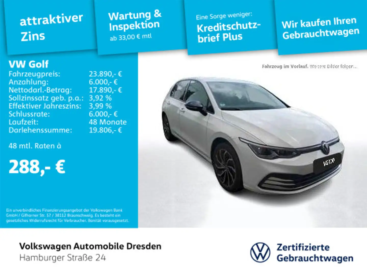 Volkswagen Golf VIII Active 1.0 TSI DSG LED NAV ACC SIDE Weiß - 1