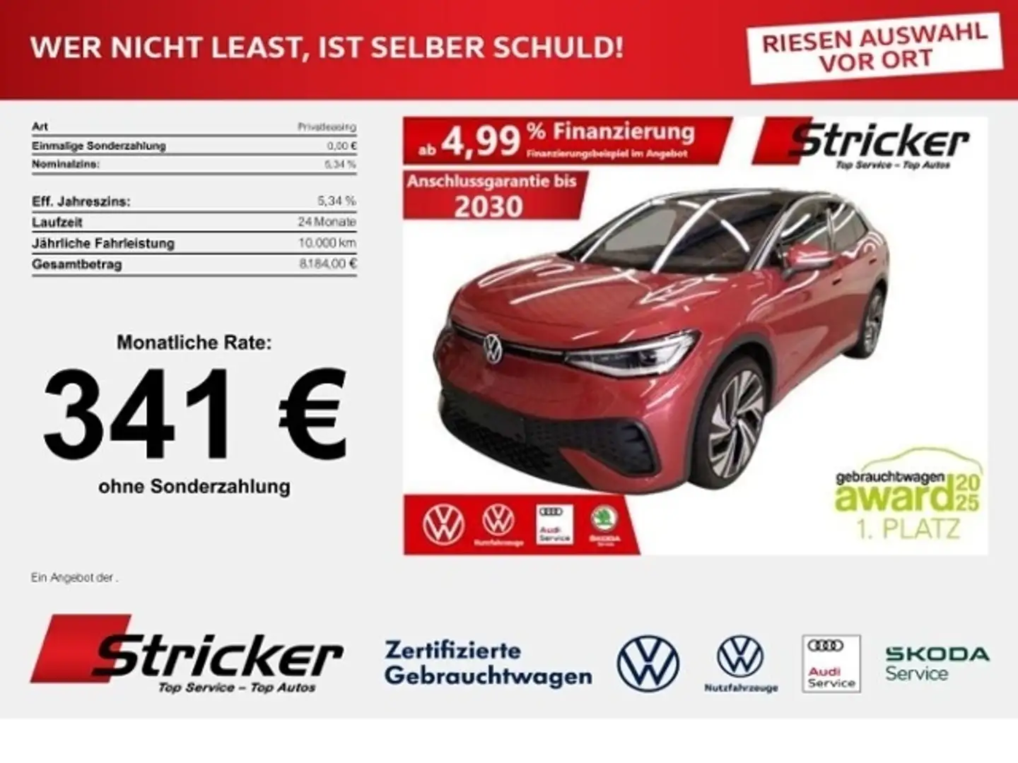 Volkswagen ID.5 Pro 150/77 341,-ohne Anzahlung AHK H&K Rot - 1
