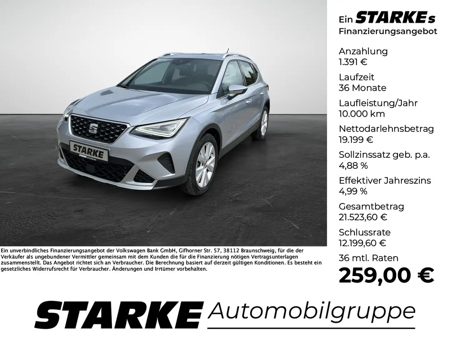 SEAT Arona 1.0 TSI DSG Xperience Silber - 1