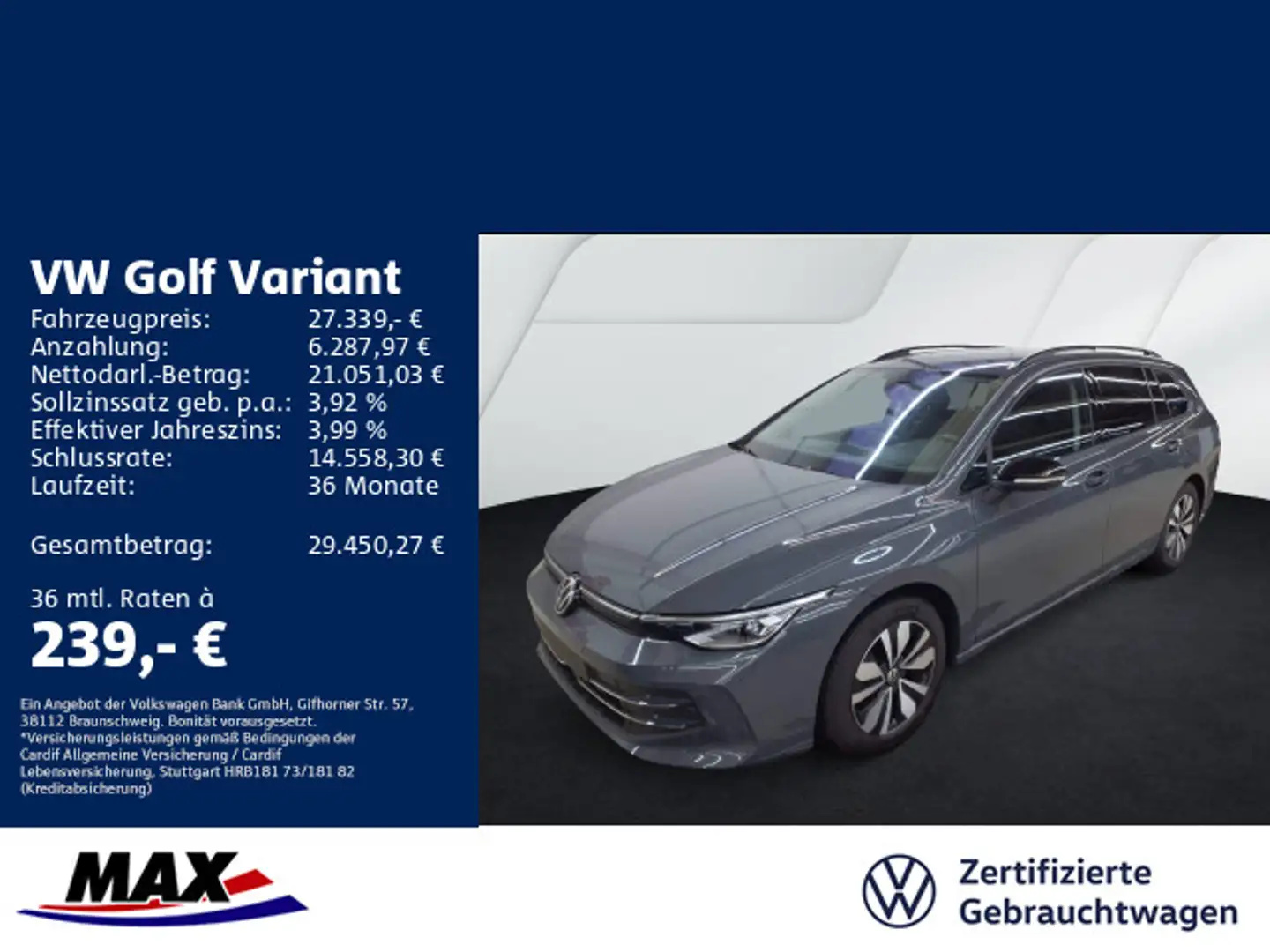 Volkswagen Golf Variant Golf VIII Variant 1.5 eTSI DSG GOAL AHK+LED+ACC+ Grau - 1