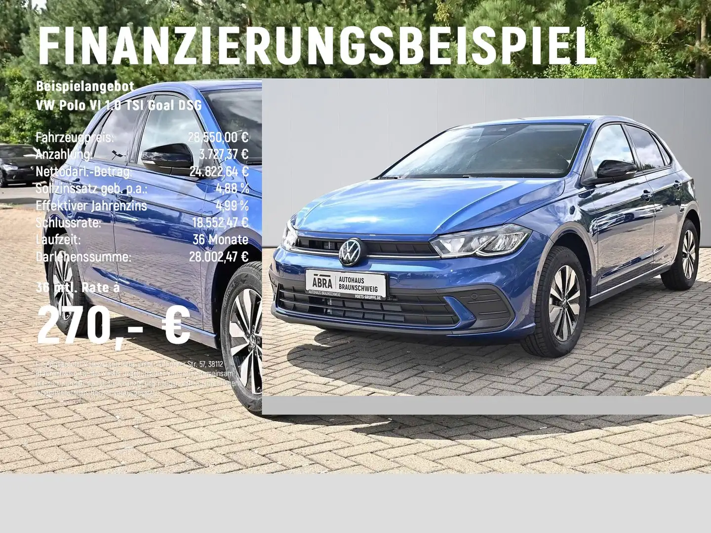 Volkswagen Polo VI 1.0 TSI Goal DSG LED+NAV+ACC+LANE+SIDE Bleu - 2