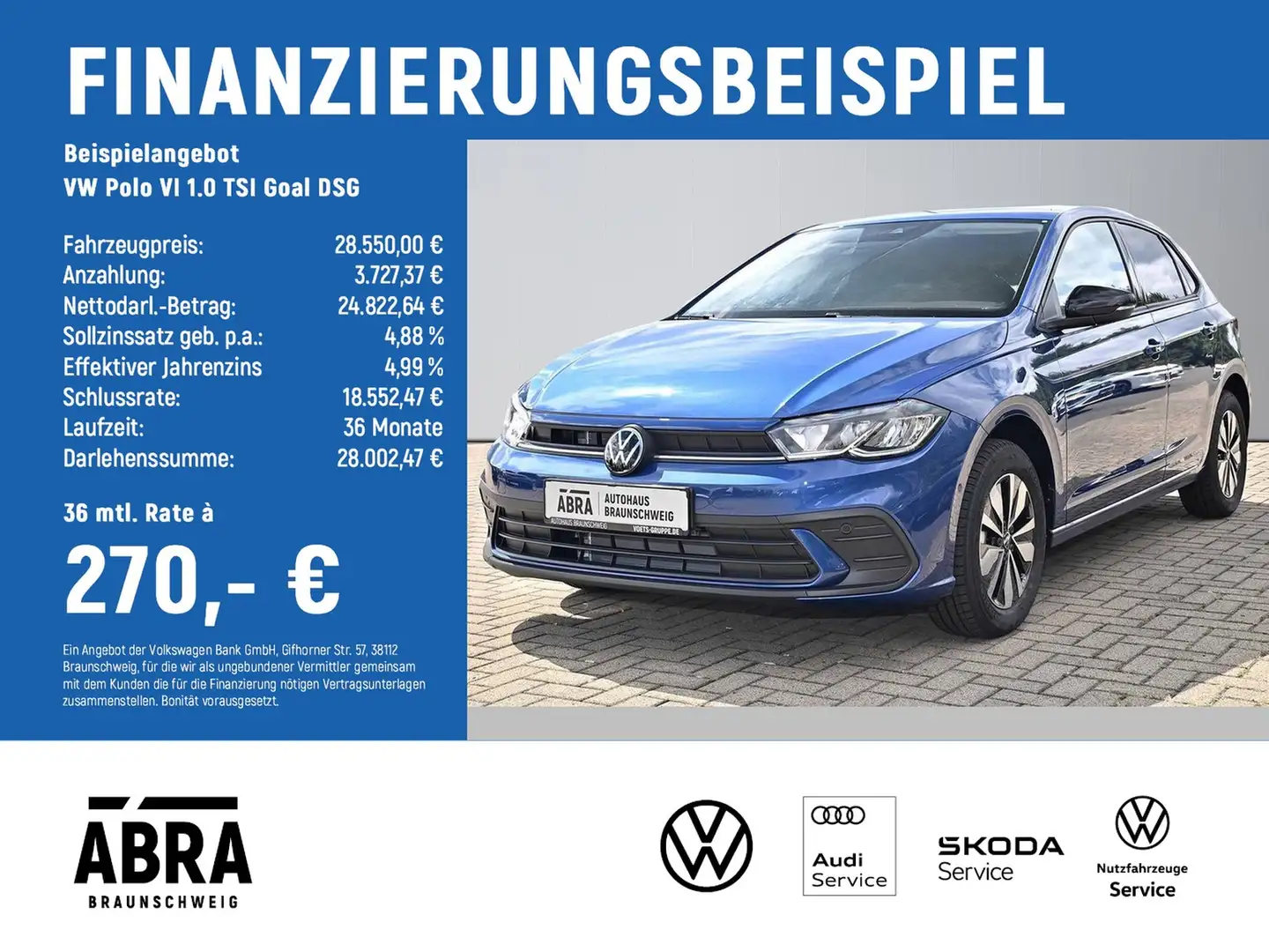 Volkswagen Polo VI 1.0 TSI Goal DSG LED+NAV+ACC+LANE+SIDE Bleu - 2