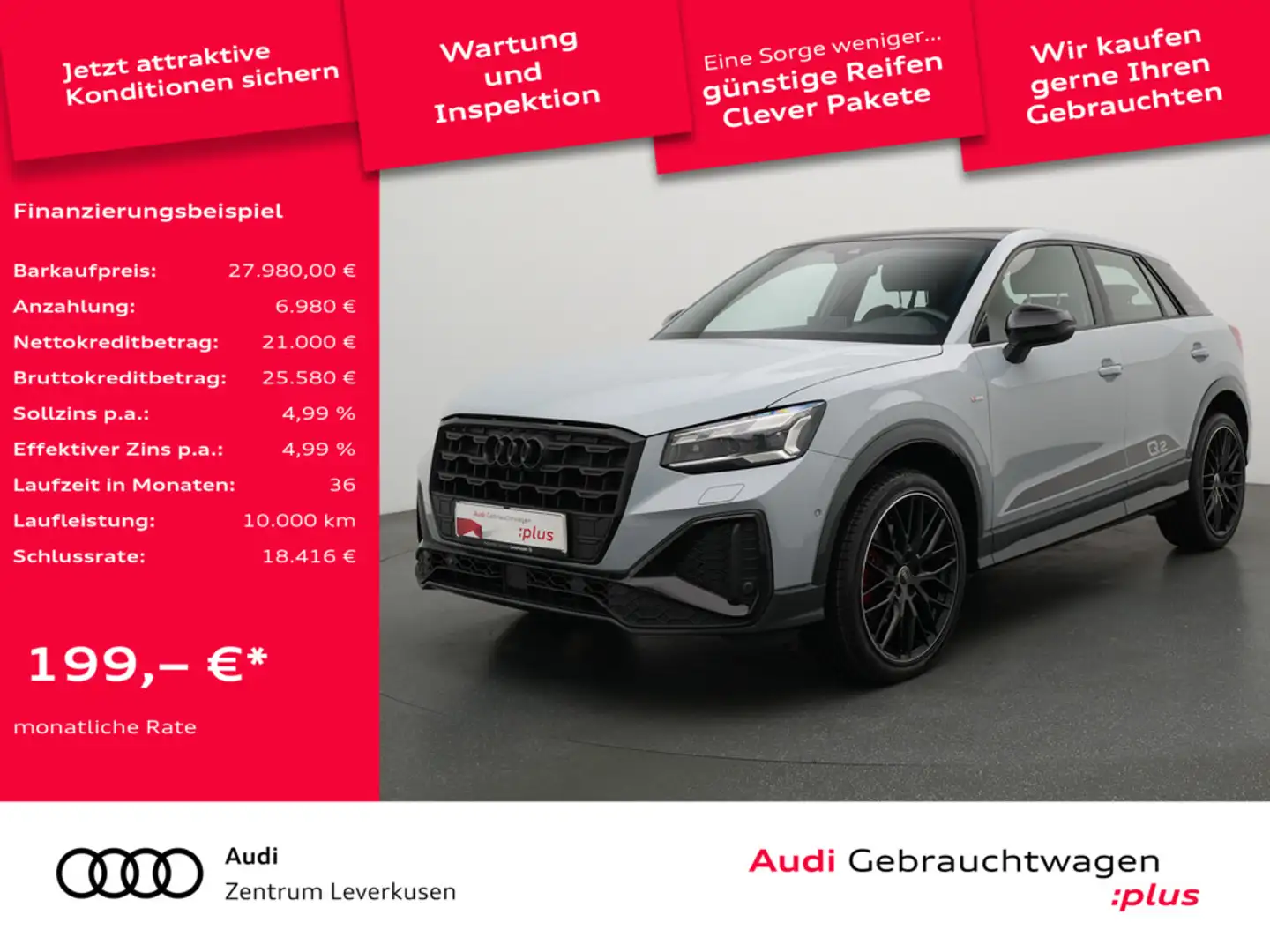 Audi Q2 edition one S line S-TRON B&O ACC LEDER NAVI Schwarz - 1