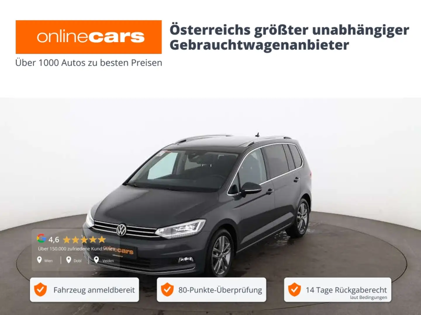 Volkswagen Touran Highline 2.0 TDI 7-SITZER LED SKY RADAR Grau - 1