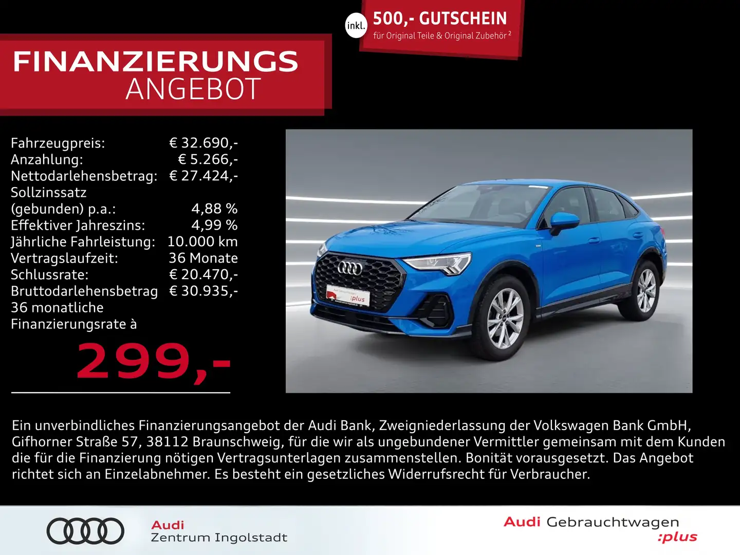 Audi Q3 Sportback 35 TDI 2x S line LED ACC AHK NAVI S line Azul - 1
