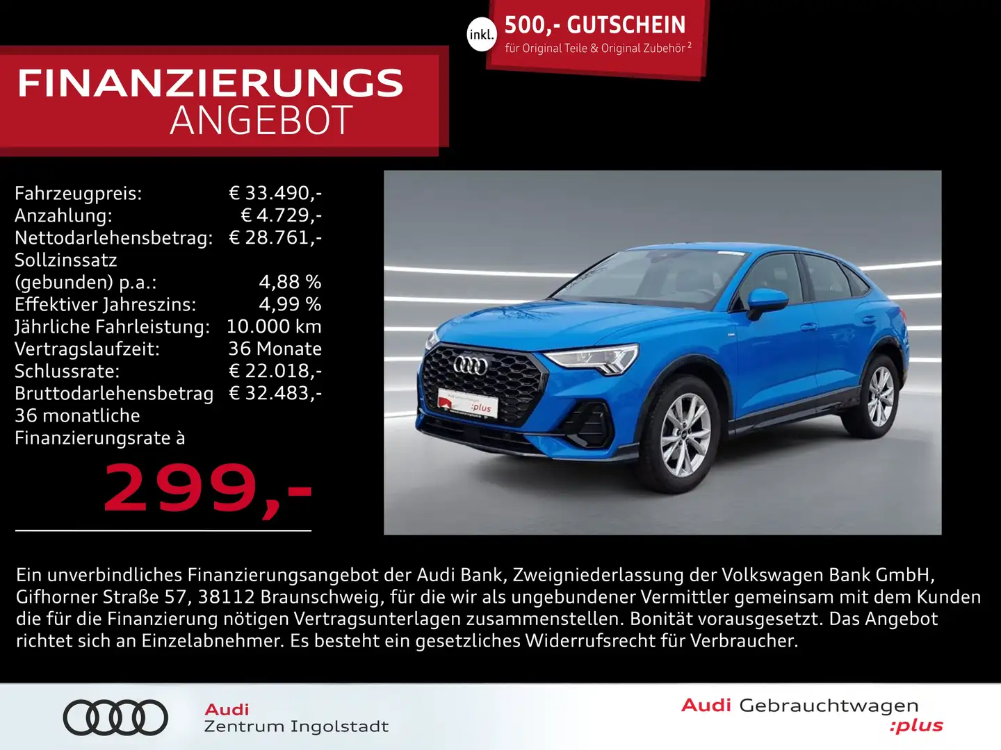 Audi Q3 Sportback 35 TDI 2x S line LED ACC AHK NAVI S line Blau - 1
