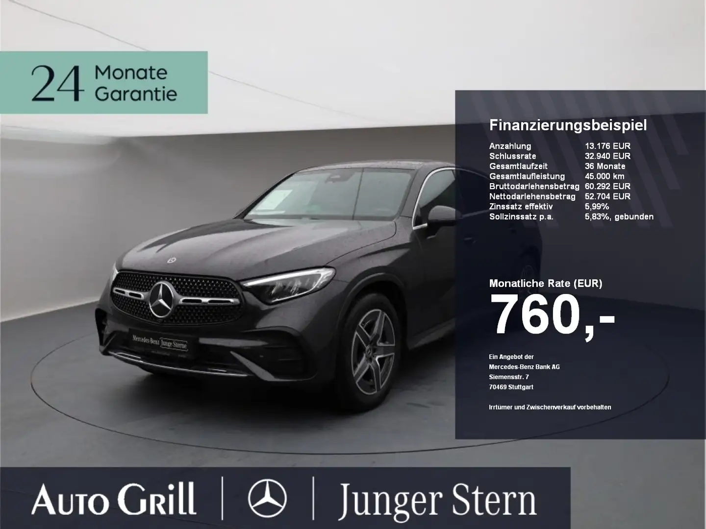 Mercedes-Benz GLC 300 4M Coupé AMG Pano AHK Distronic oD 360 Grau - 1