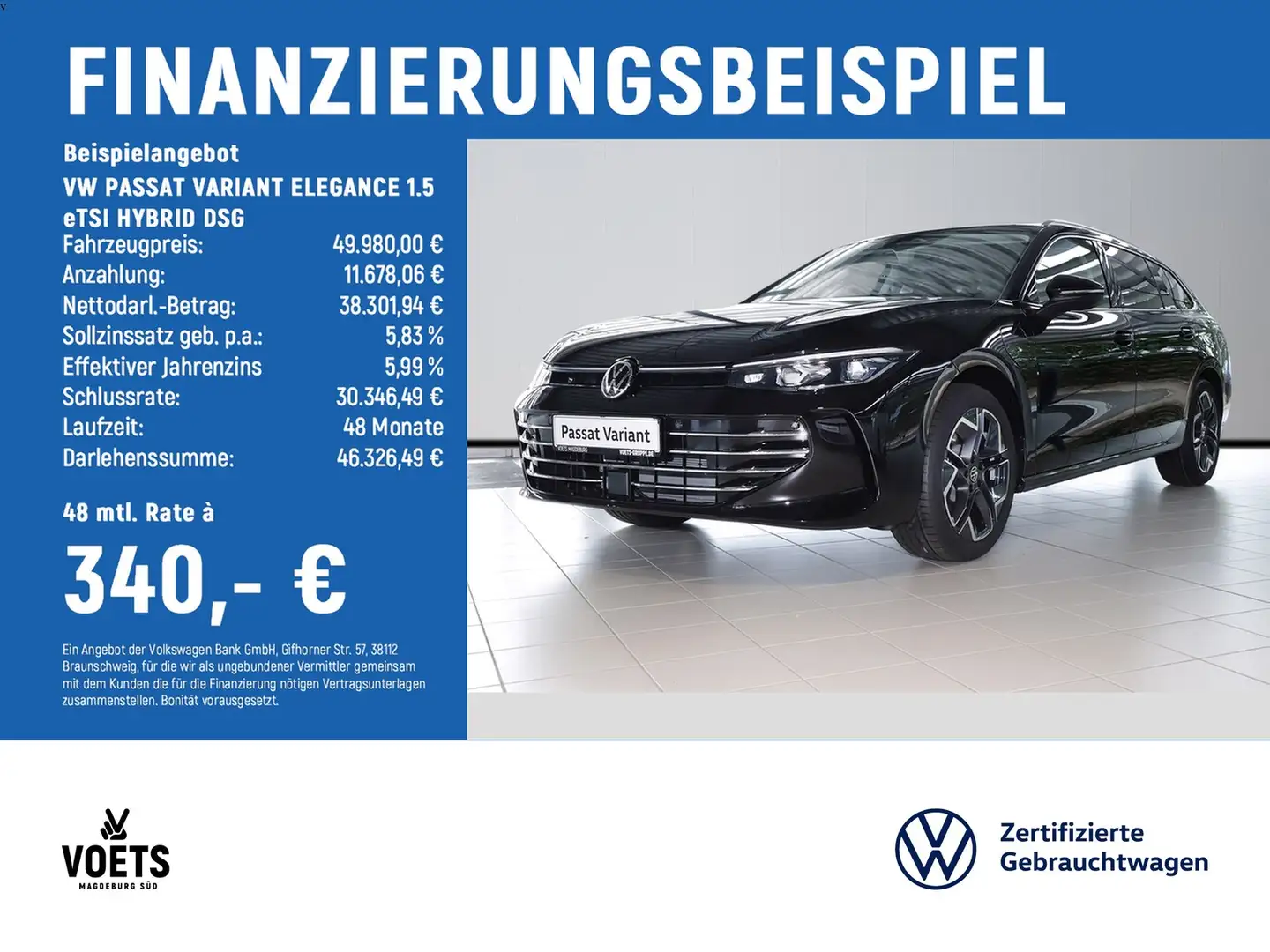 Volkswagen Passat Variant ELEGANCE 1.5 eTSI HYBRID DSG AHK Schwarz - 2