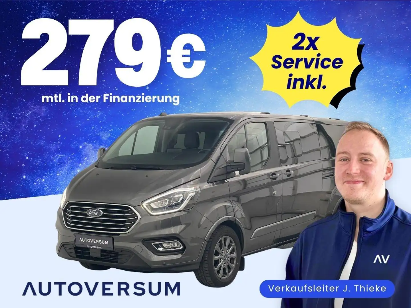 Ford Tourneo Custom TDCi 320 *XENON*ACC*AHK*LANE*STHZ Gris - 1