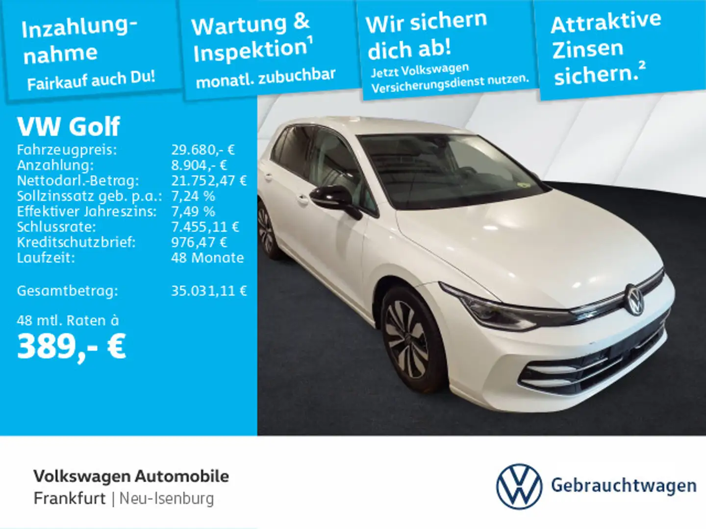 Volkswagen Golf VIII 1.5 eTSI DSG Goal Navi IQ.Light DAB+ F Weiß - 1