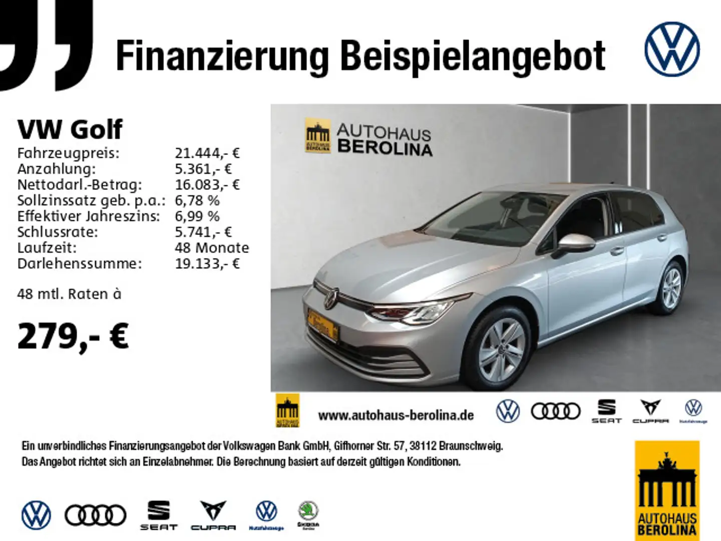 Volkswagen Golf VIII 1.5 eTSI Life DSG *ACC*NAV*PDC*SHZ* Silber - 1