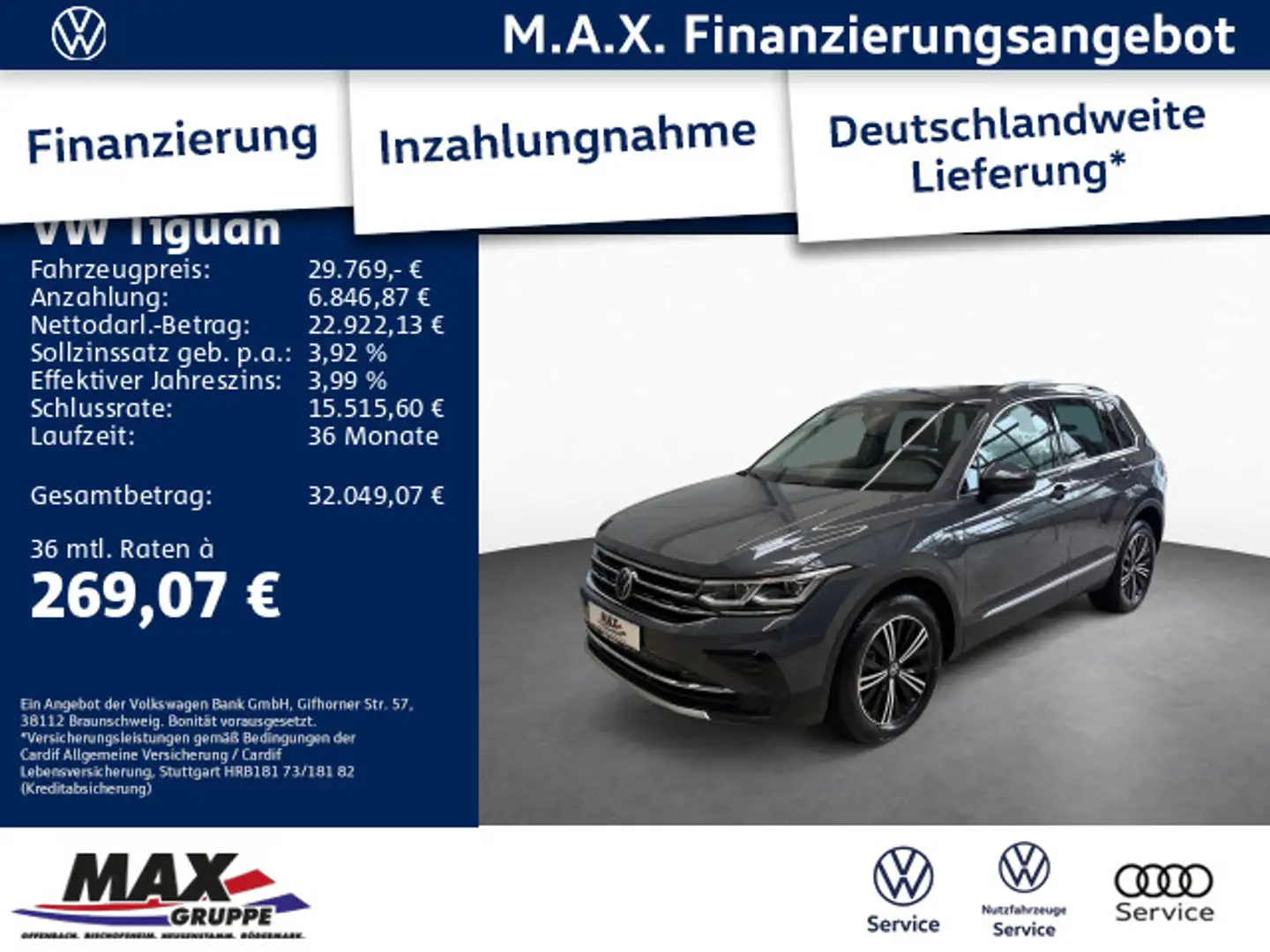 Volkswagen Tiguan 1.4 TSI Elegance eHybrid MATRIX+PANO+KAM+ Gris - 1