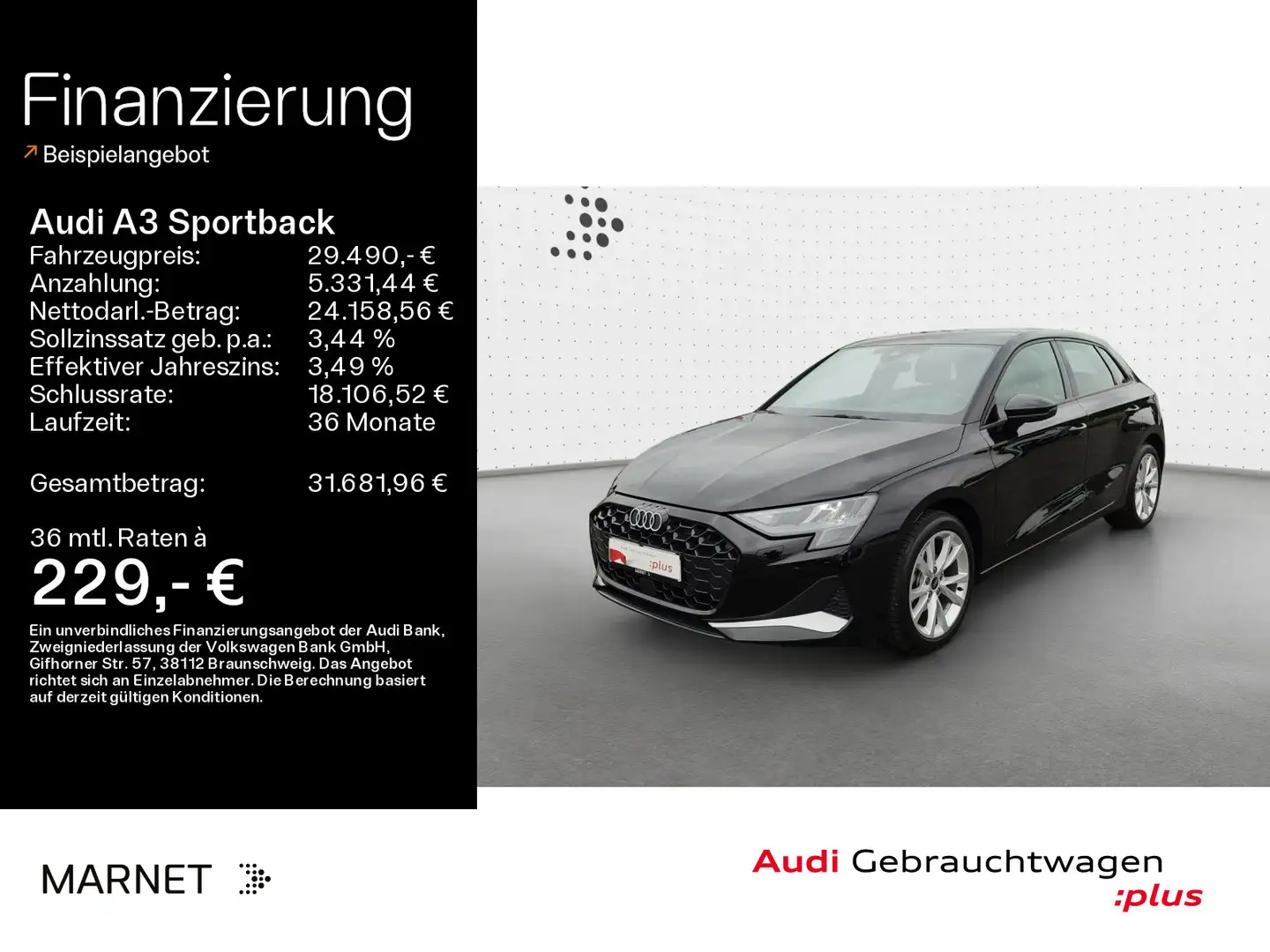 Audi A3 Advanced 35 TFSI*Navi*Alu*AHKÜ*PDC* Zwart - 1
