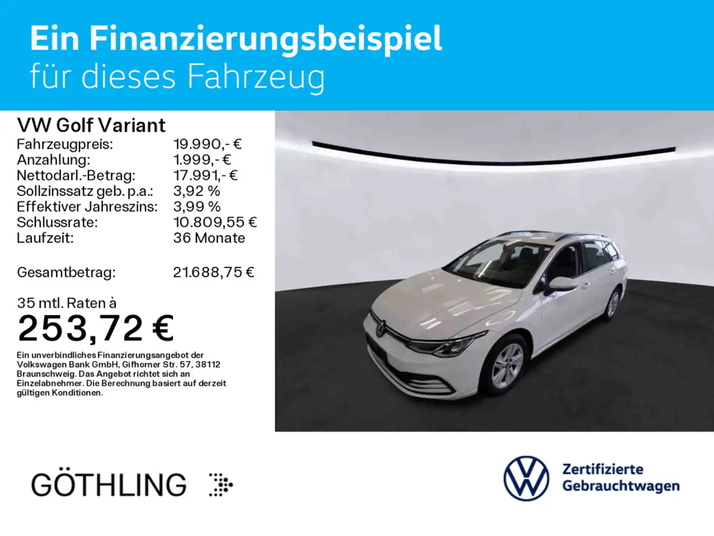 Volkswagen Golf Variant Life 2.0 TDI Alu*NAVI*ACC*LED*SHZ* Weiß - 2