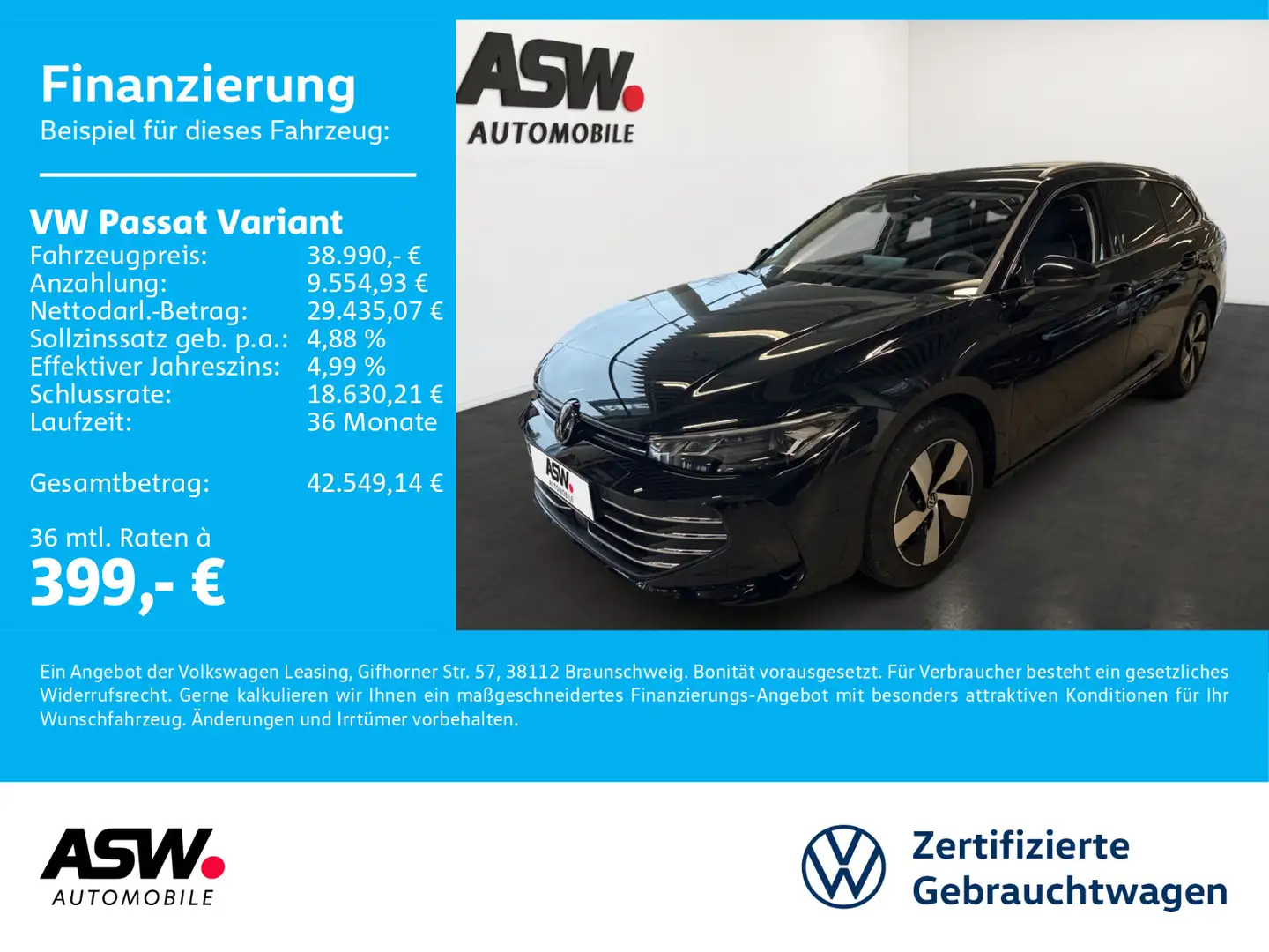 Volkswagen Passat Variant Business 2.0 TDI DSG LED SHZ AHK Schwarz - 1