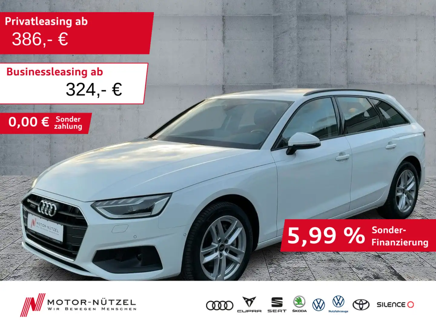 Audi A4 40 TDI QU S-TR MATRIX+NAVI+STDHZG+B&O Weiß - 1
