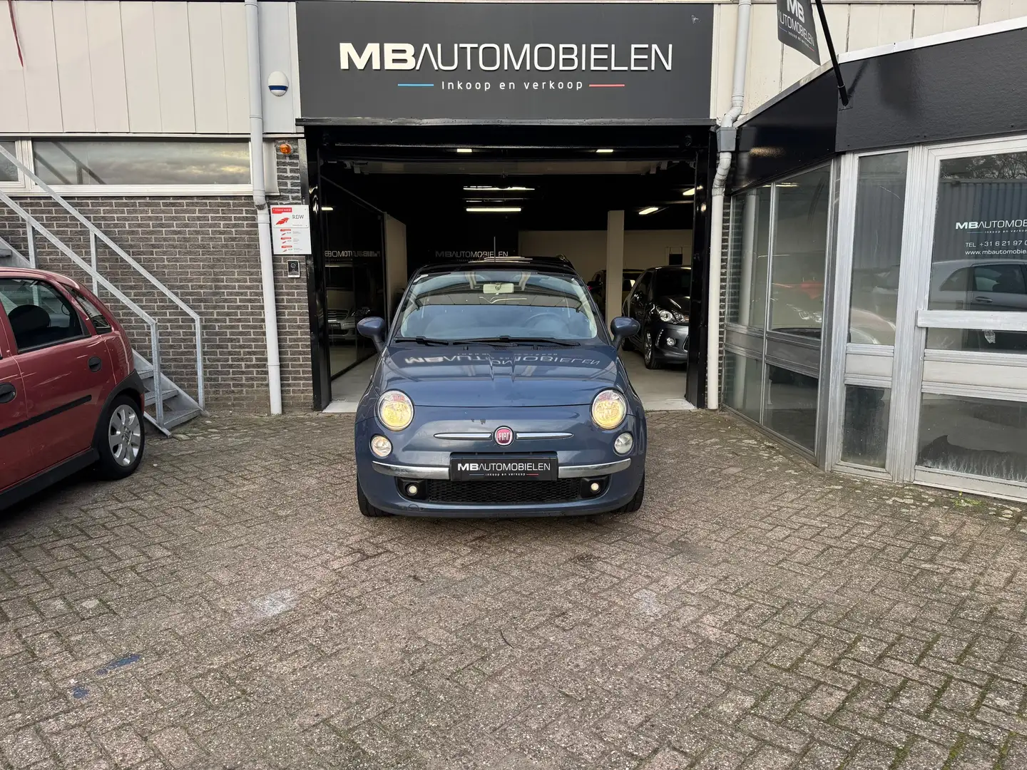 Fiat 500 1.2 Lounge/Panorama dak/ Airco/Stoelverwarming/APK Blauw - 2