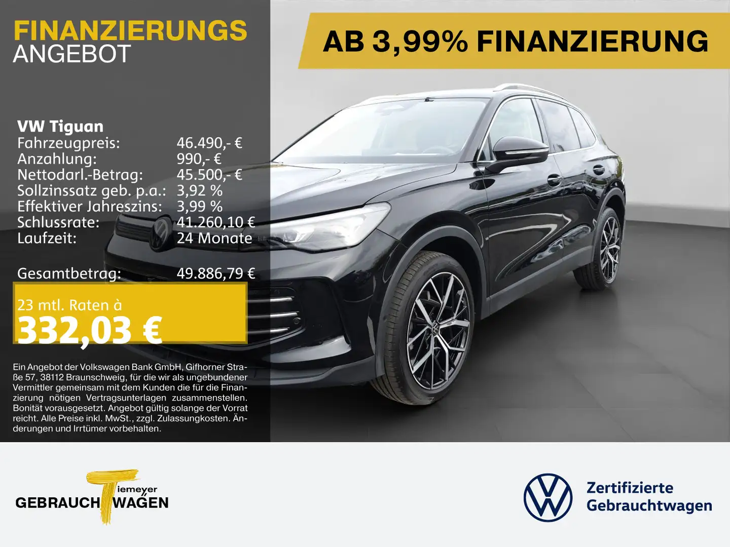 Volkswagen Tiguan 2.0 TDI DSG 4M ELEGANCE IQ.LIGHT LM20 AHK Schwarz - 1