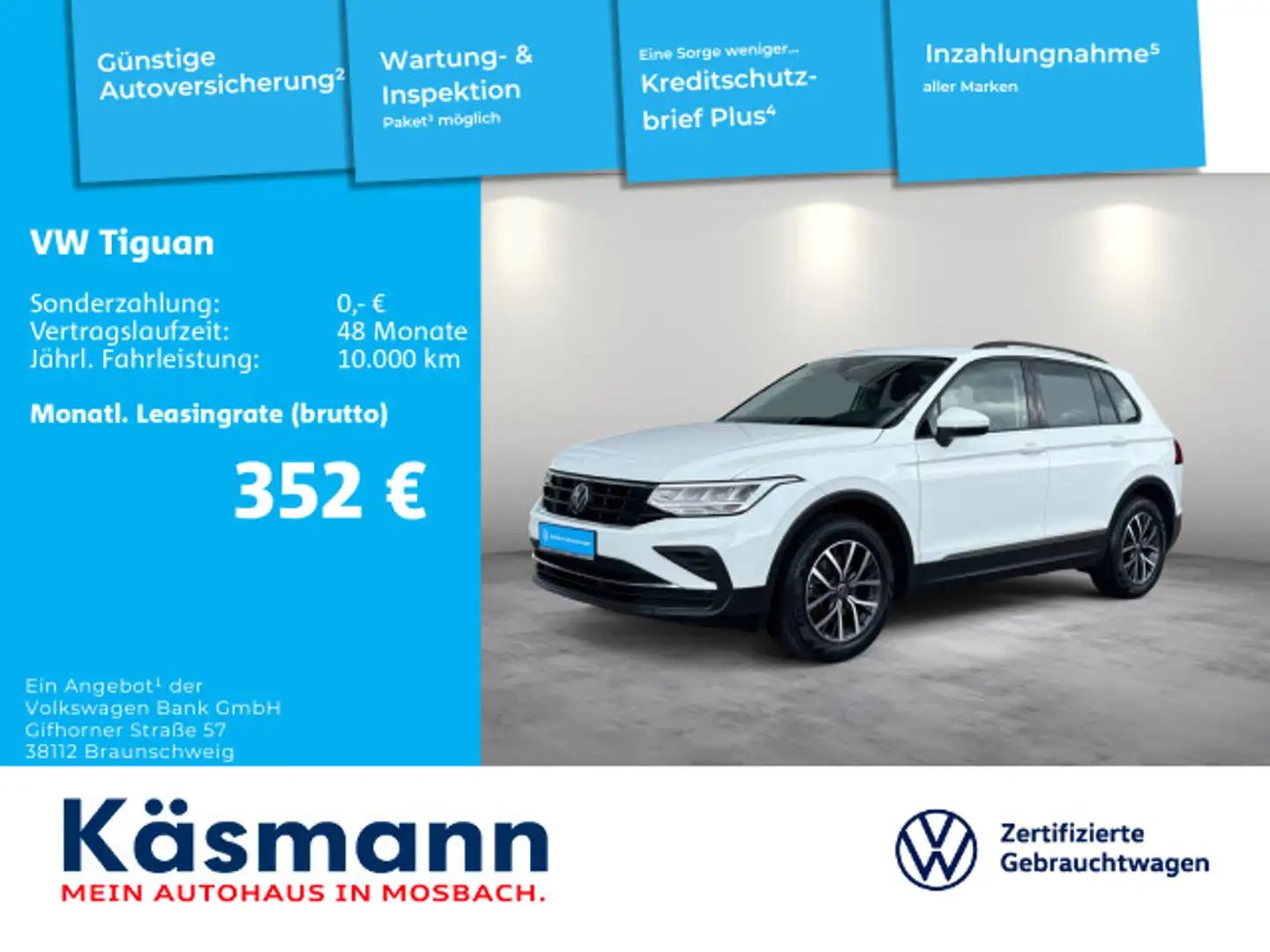 Volkswagen Tiguan Life 1.5TSI DSG AHK NAVI LED CARPLAY GJR Blanc - 1