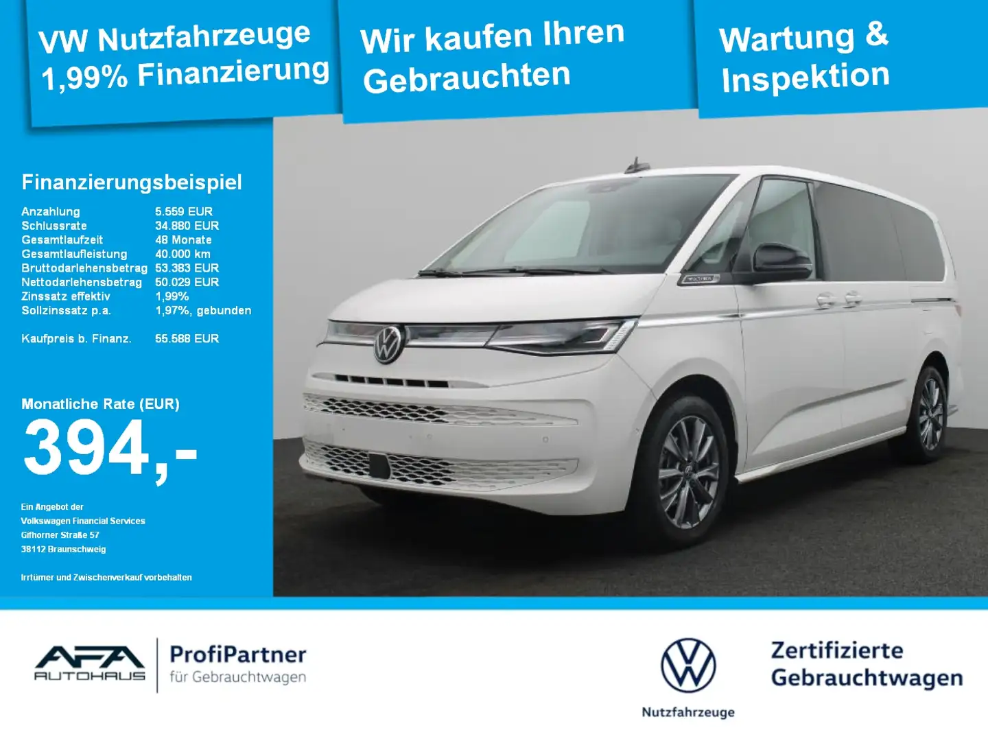Volkswagen T7 Multivan 2,0 TDI Style lang DSG AHK*StHz*Pano Weiß - 1