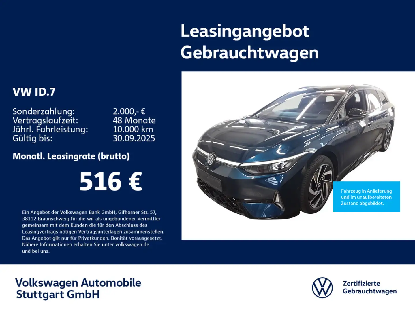 Volkswagen ID.7 Tourer GTX Navi AHK Kamera P-Dach Blau - 1