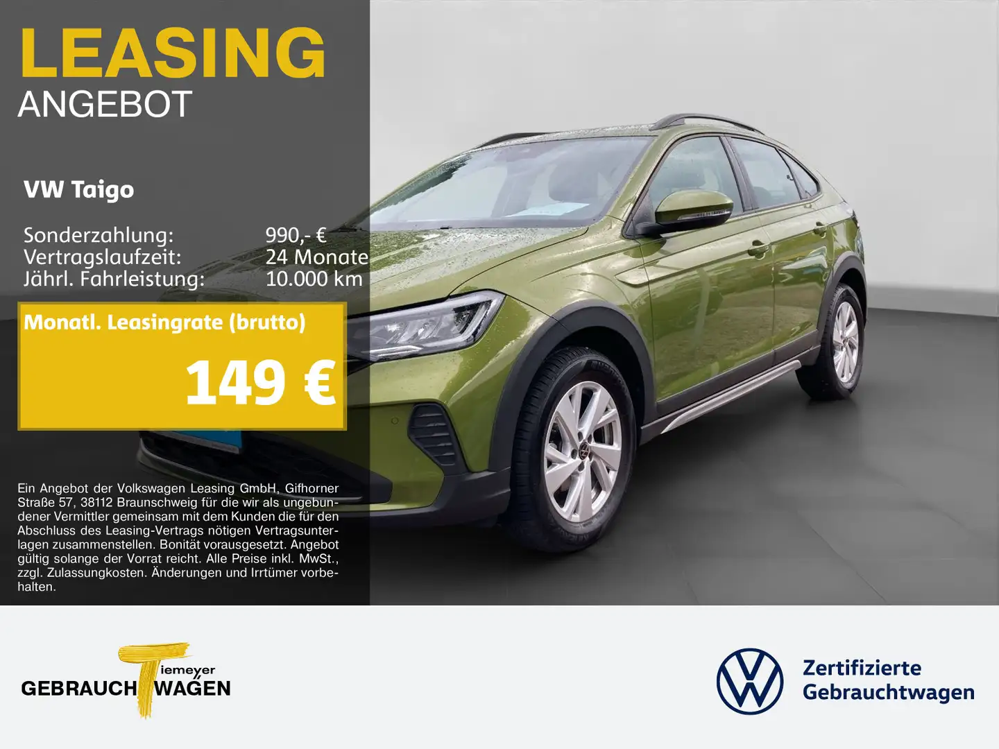 Volkswagen Taigo 1.0 TSI LIFE LED APP-CON SITZH LM16 Grün - 1