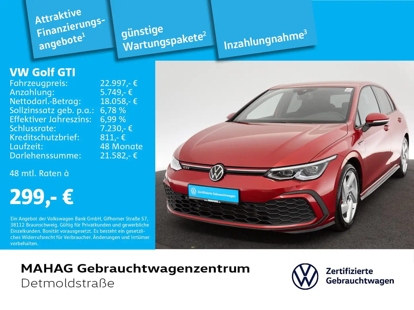 Volkswagen Golf GTI Golf VIII GTI 2.0 TSI LED+Navi ParkPilot AppConn Rojo - 1
