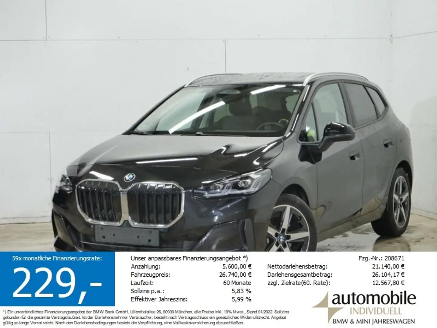 BMW 218 i Active Tourer.0 DKG LED Panorama Parkassist Schwarz - 1