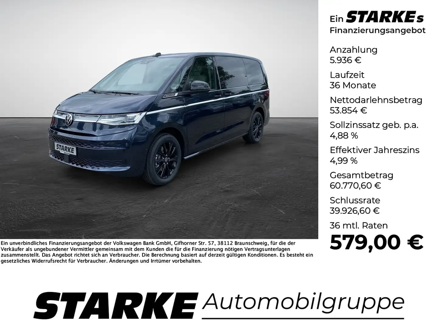 Volkswagen T7 Multivan T7 Multivan 2.0 TDI DSG Style lang Bleu - 1