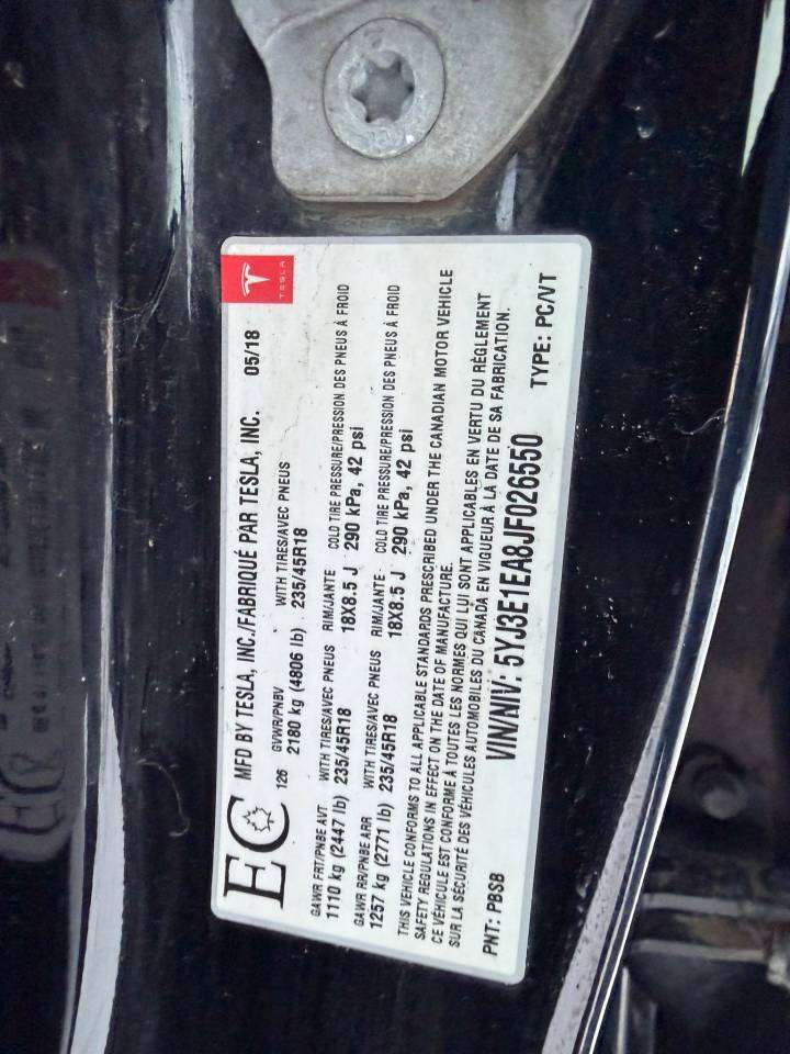 2018 Tesla Model 3 Long Range thumb 19