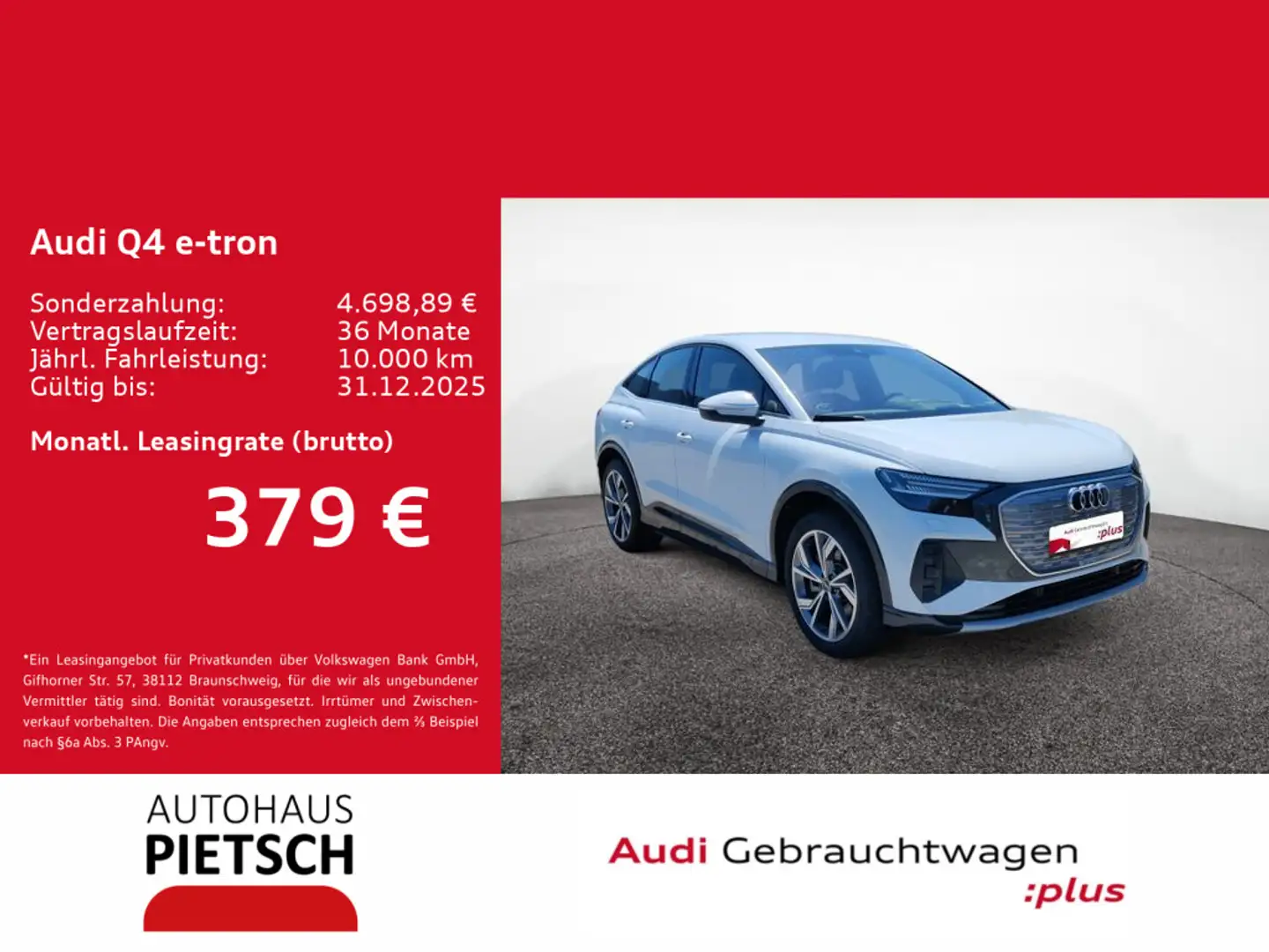 Audi Q4 e-tron Sportback 45 quattro advanced Matrix Weiß - 1