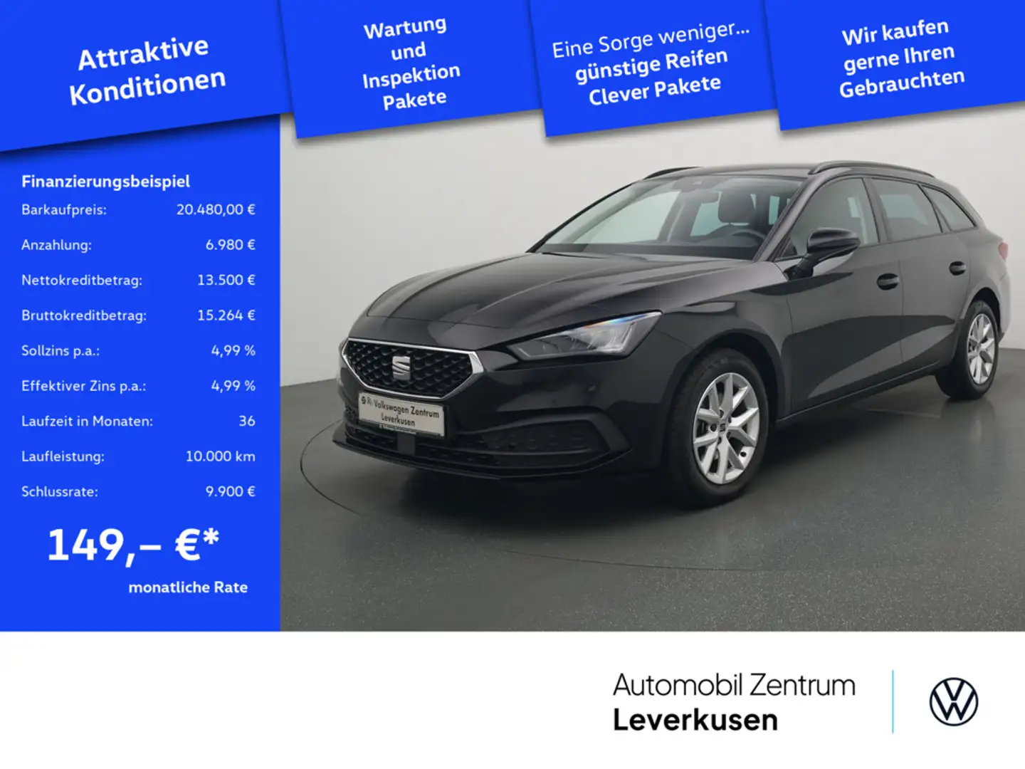SEAT Leon ST Style DSG CARPLAY ACC SHZ KAM KEYLESS Schwarz - 1