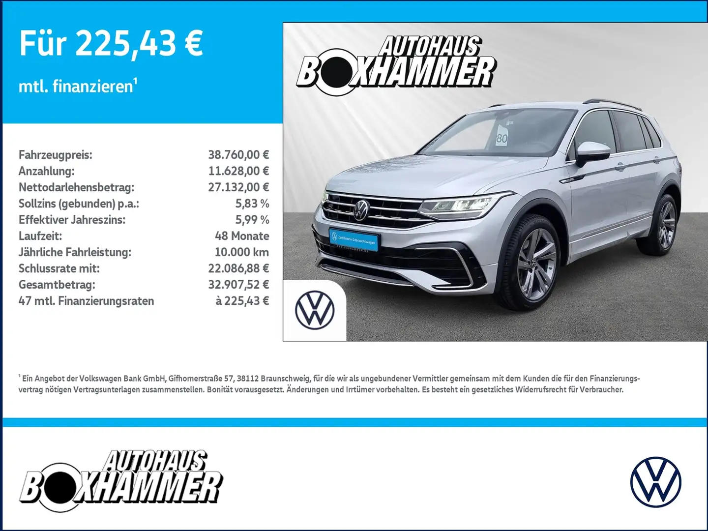Volkswagen Tiguan 2,0 TSI DSG R-Line 4Motion ACC+RFK+AHK Silber - 1