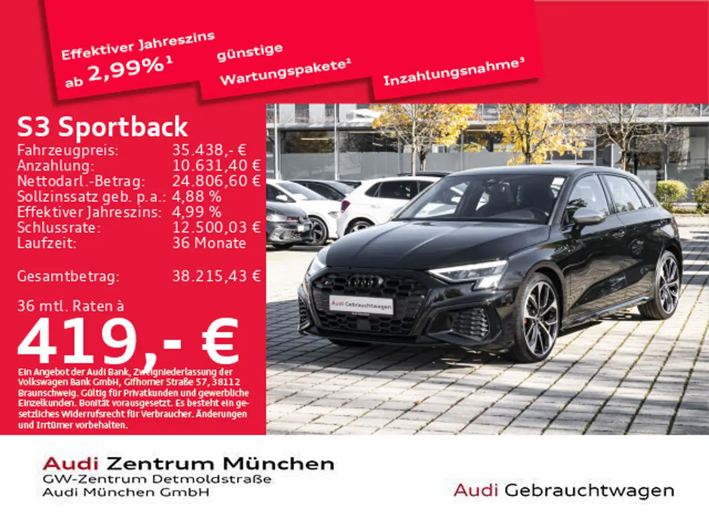 Audi S3 TFSI S tronic Pano/ACC/Virtual Schwarz - 1