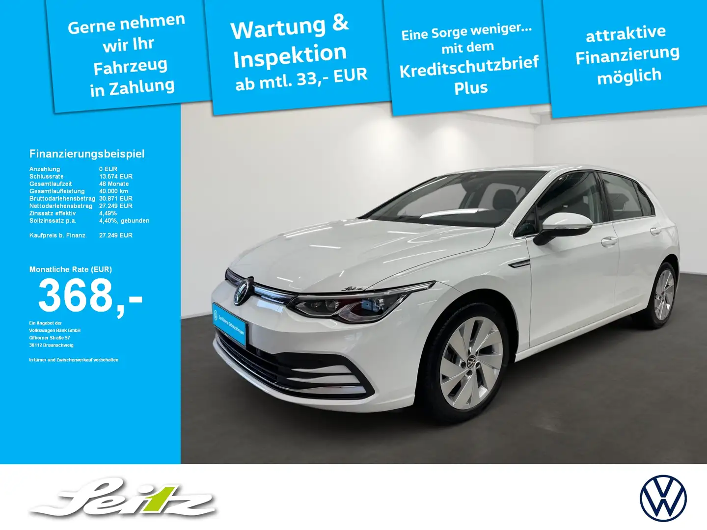 Volkswagen Golf VIII 2.0 TSI 4M Style *LED*KAMERA*NAVI*SITZH* Weiß - 1