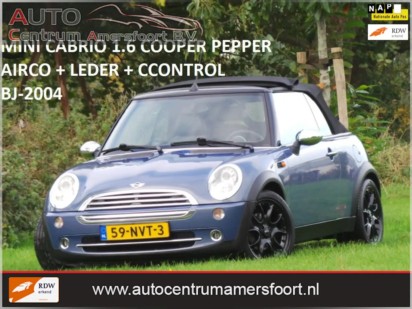 MINI Cooper Cabrio Mini 1.6 Pepper ( INRUIL MOGELIJK ) Blauw - 1
