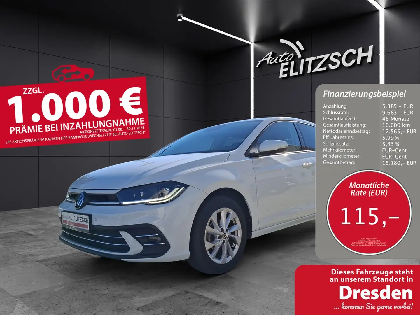 Volkswagen Polo TSI Style Matrix Navi AID PDC SH LM Weiß - 1