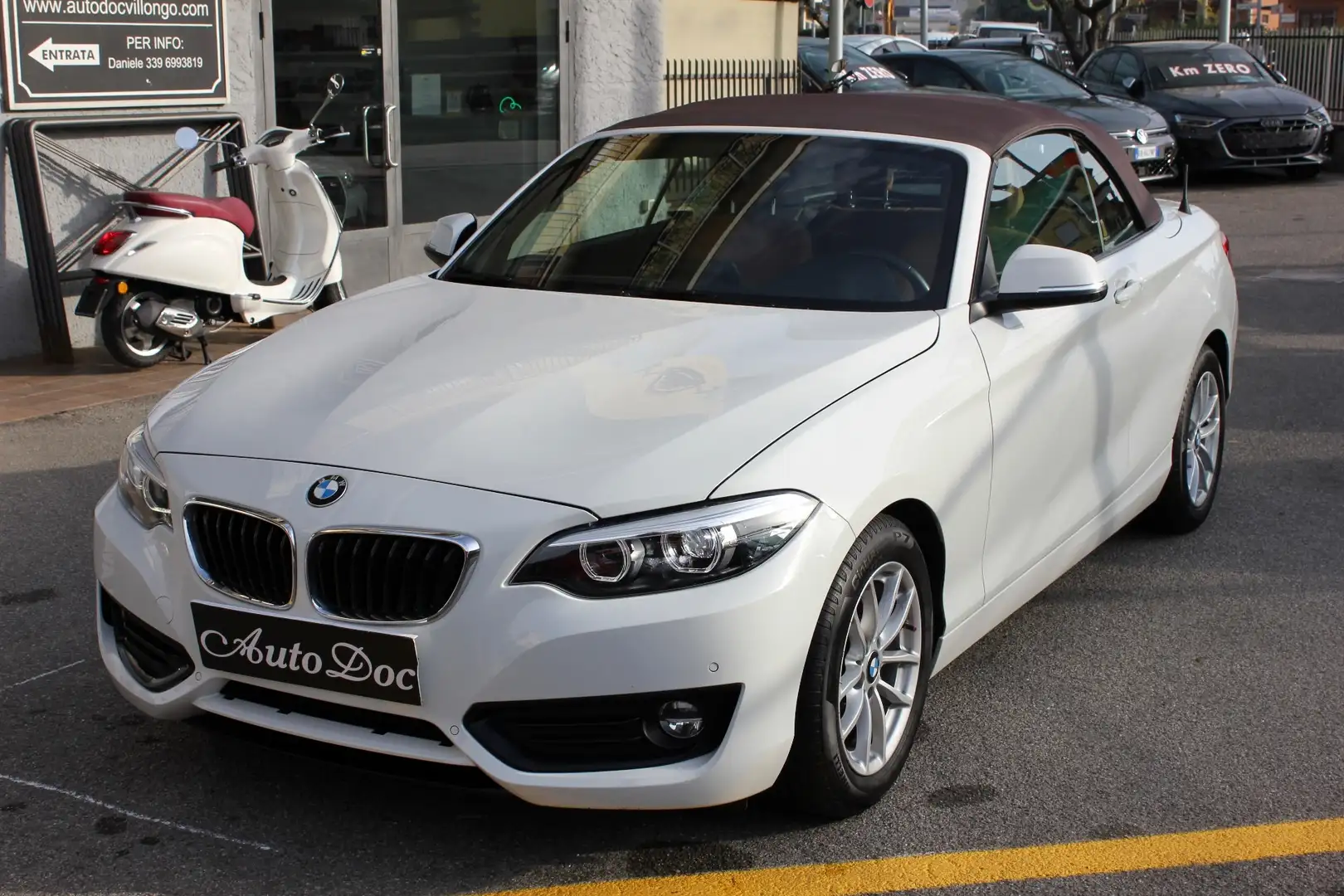 BMW 218 218i Cabrio STEPTRONIC INTERNI IN PELLE MARRONE FU Wit - 2