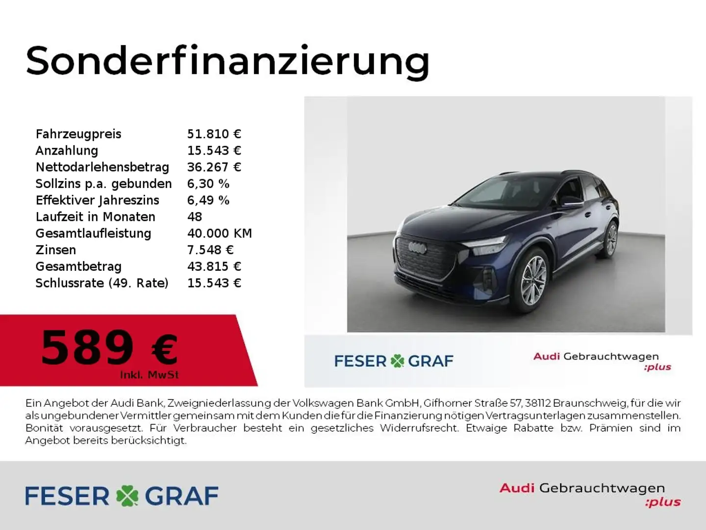 Audi Q4 e-tron 55 e-tron S line Int/HuD/ACC/AHK/R-Kamera/20 Zoll Blau - 1