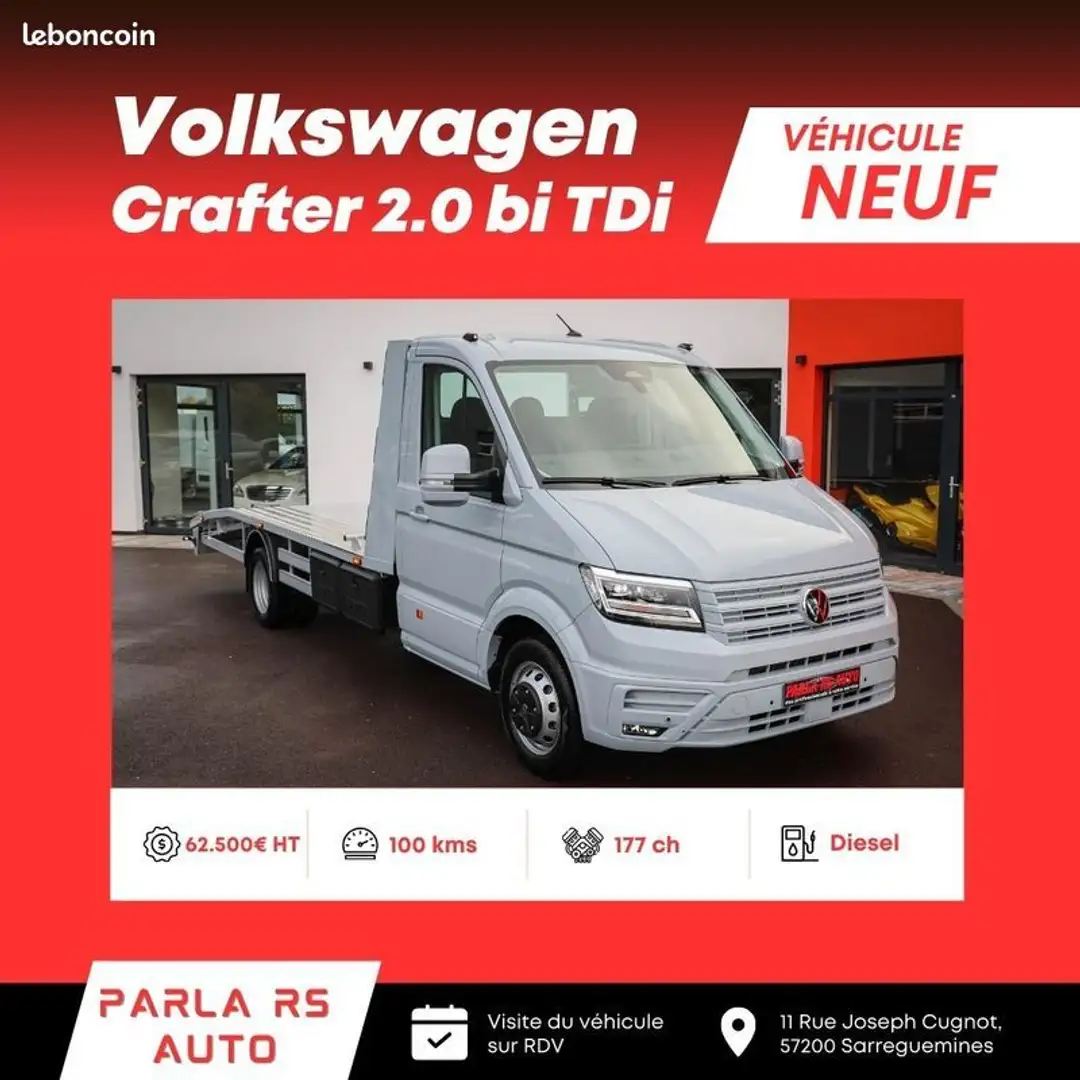 Volkswagen Crafter 2.0 bi TDi 177ch boîte automatique porte voiture neuf Gris - 1