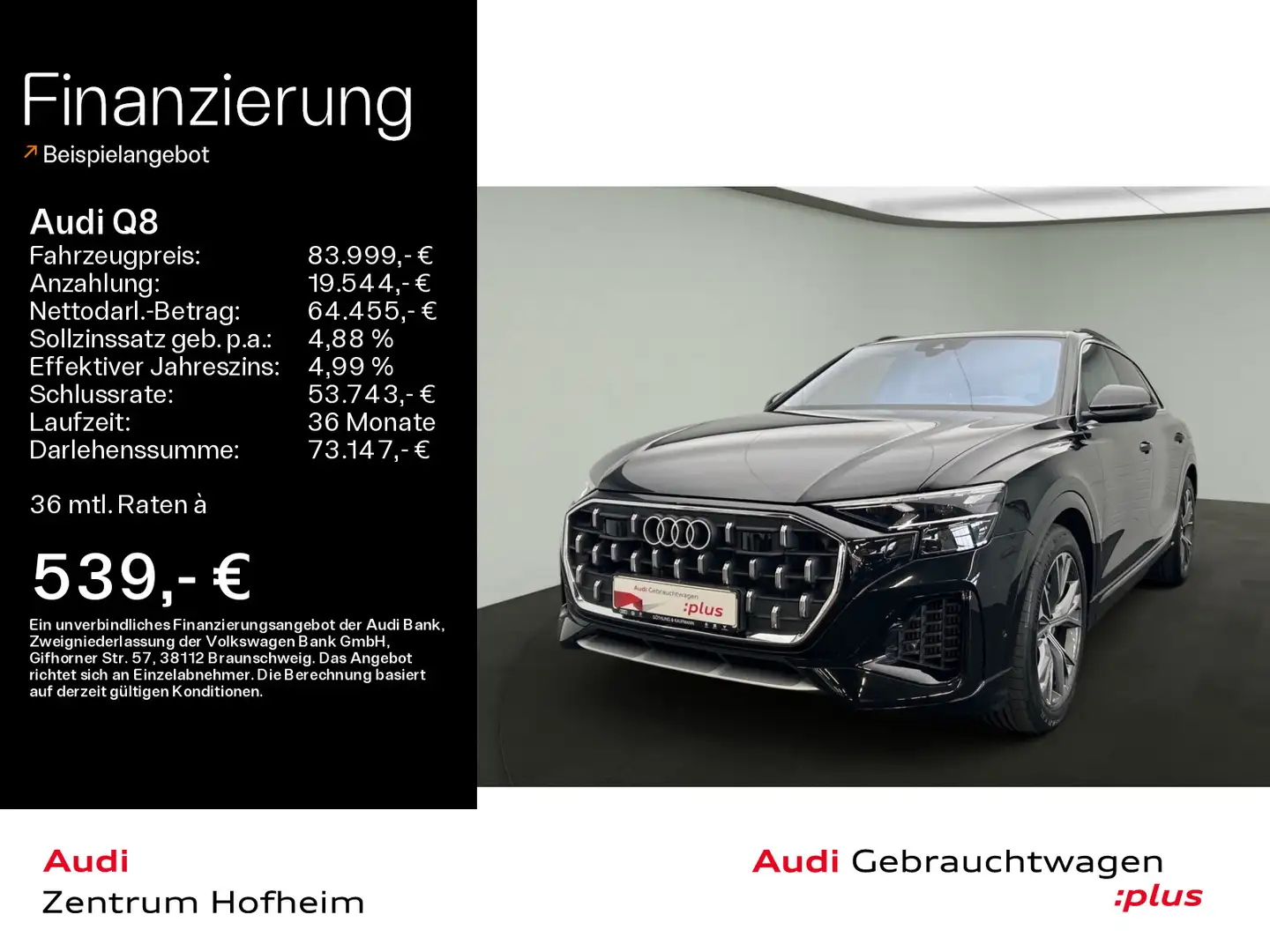 Audi Q8 55 TFSIe qu S line tip*Air*B&O*HUD*Matrix*Vir Schwarz - 1