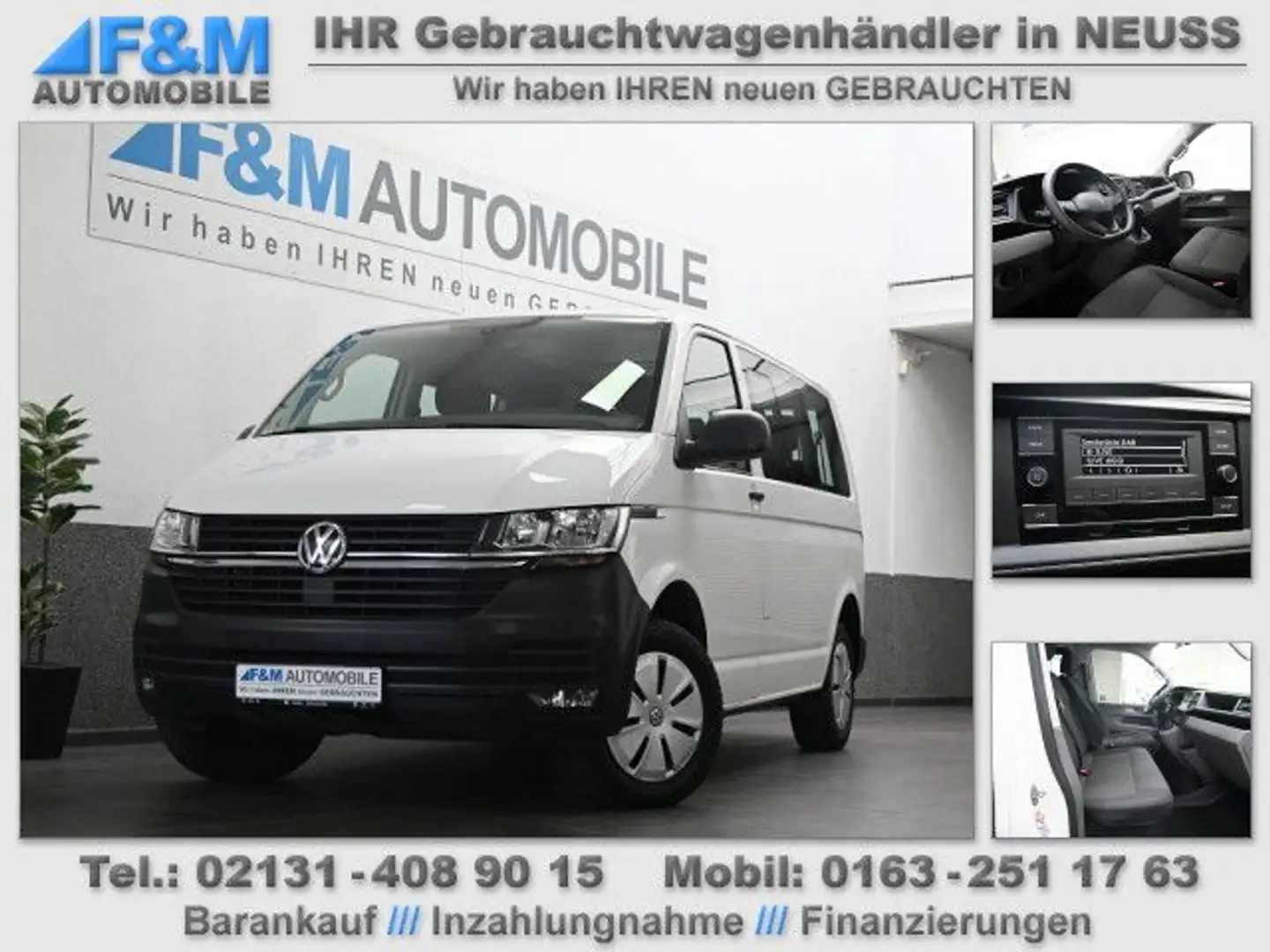 Volkswagen T6 Transporter T6.1  Transporter 2.0 TDI 9 Sitze Klima PDC Weiß - 1