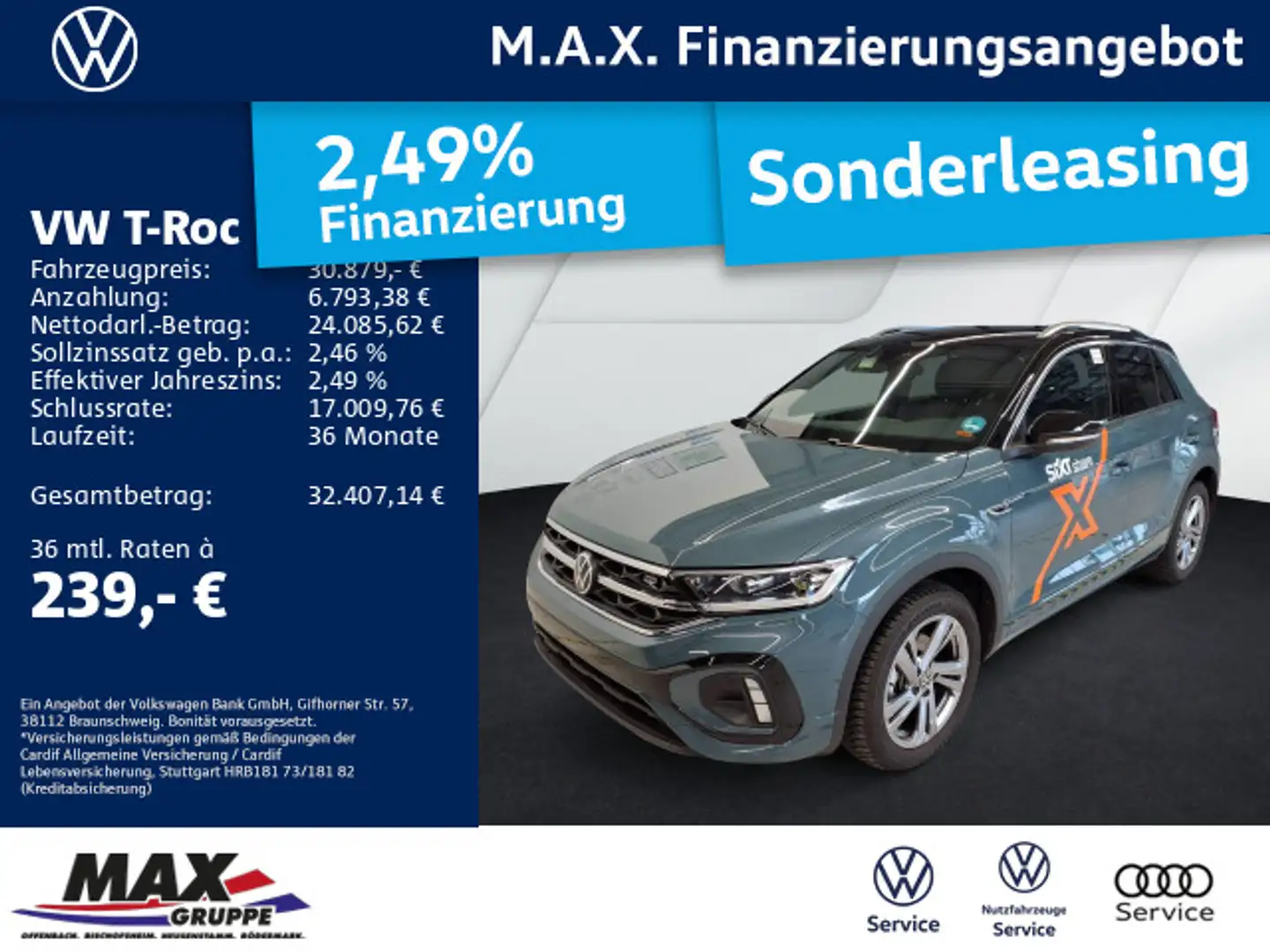 Volkswagen T-Roc 1.5 TSI R-Line LED+KAMERA+AHK+PDC+ERGO Azul - 1