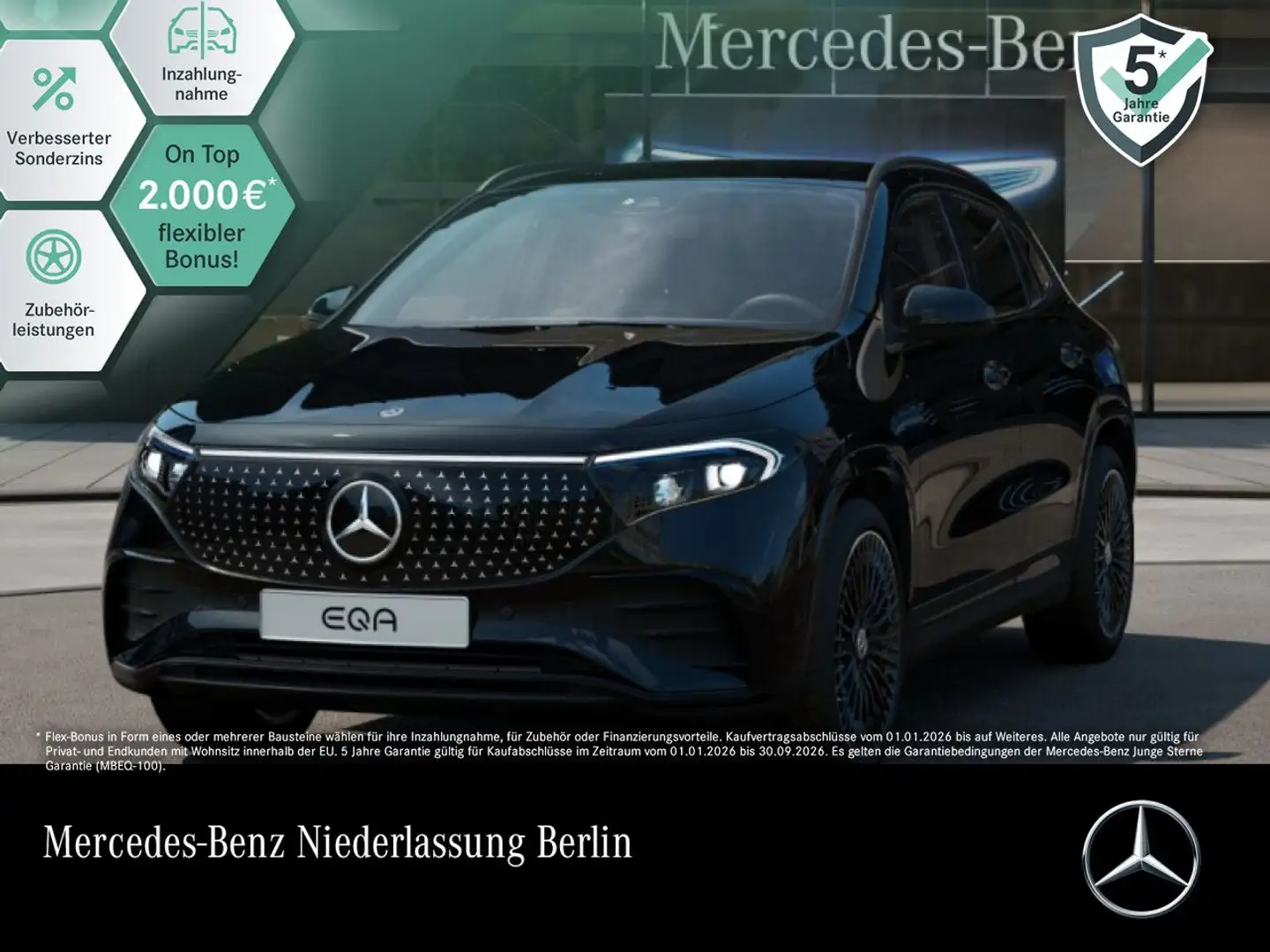 Mercedes-Benz EQA 300 4M AMG+NIGHT+ADVANCED+KAMERA+SPUR Schwarz - 1