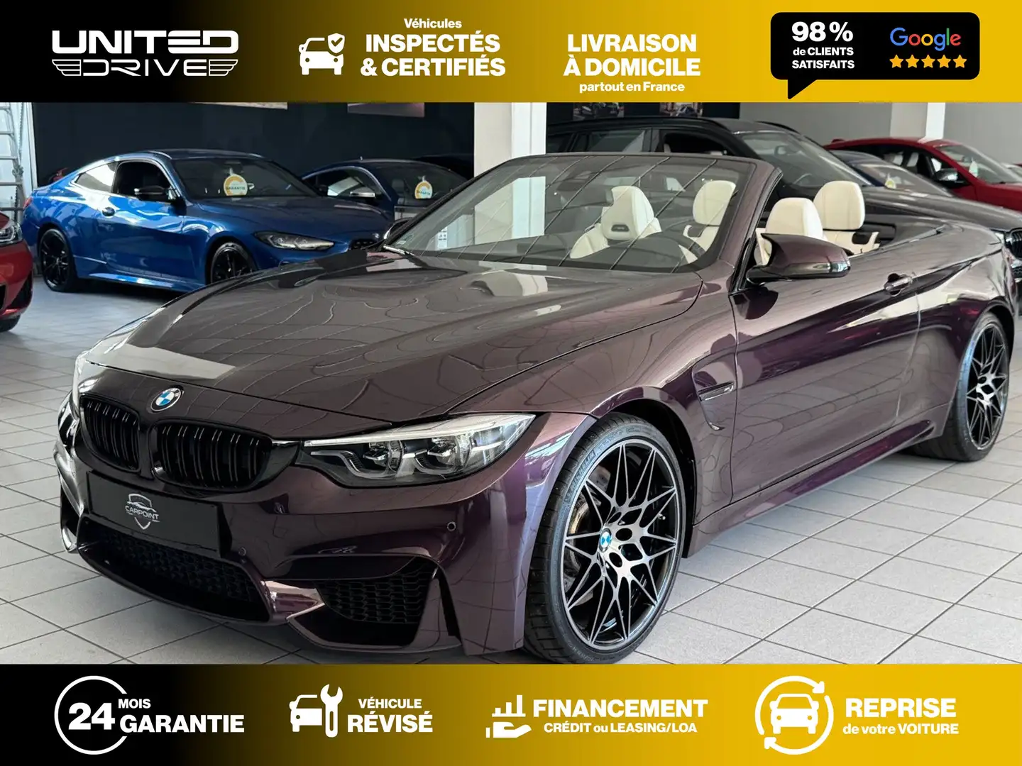BMW M4 Cabriolet 450 ch DKG7 Pack Competition Фіолетовий - 1
