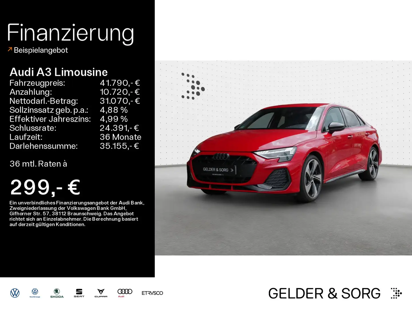 Audi A3 35 TFSI S line *Matrix*Navi*RFK* Rouge - 1